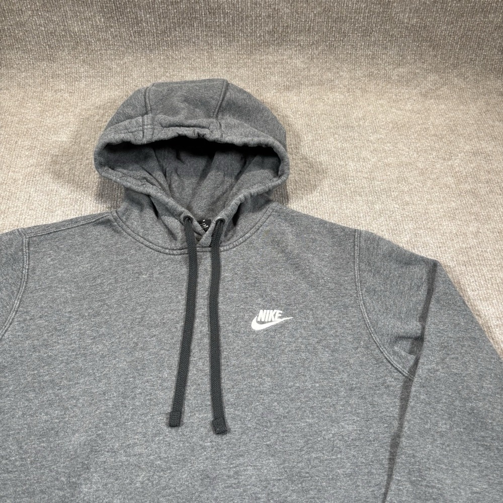 Nike Sportswear Club Fleece Hoodie Sweatshirt Mens M Gray Embroidered 804346 071 - Picture 2 of 9